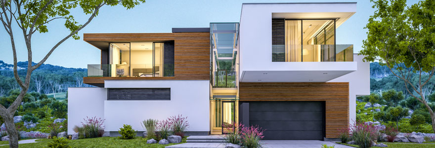 Maison avec un toit-terrasse