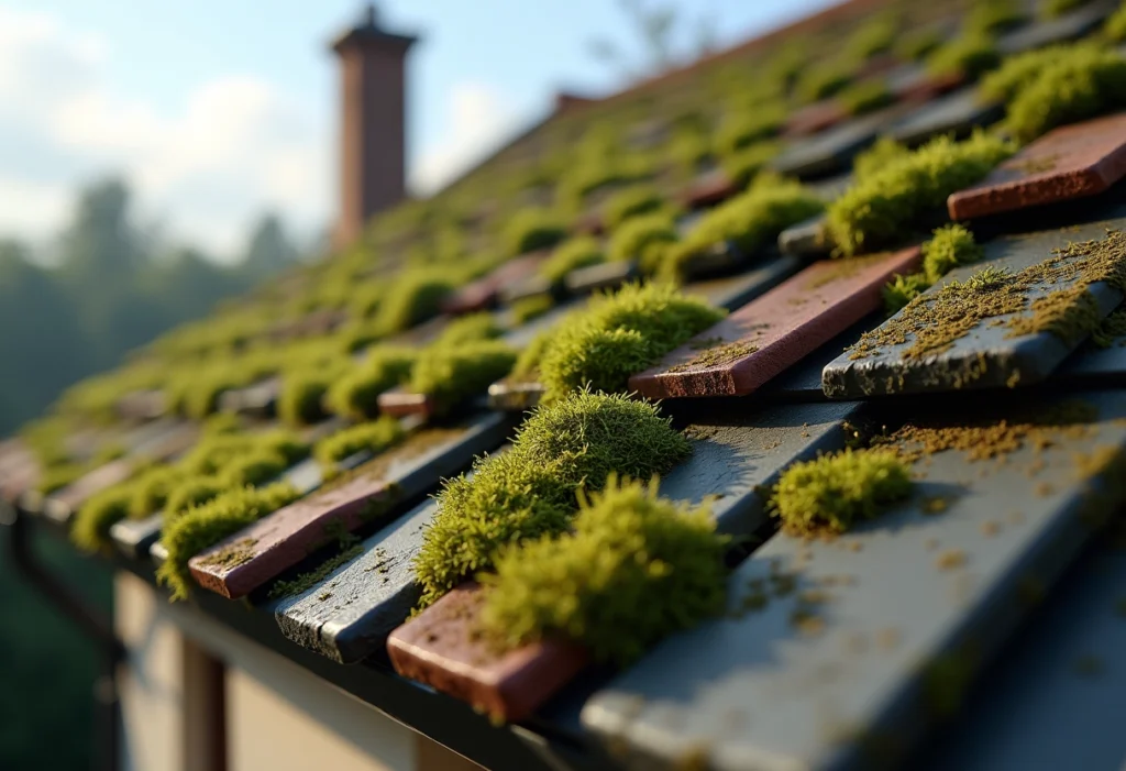 mousses sur la toiture